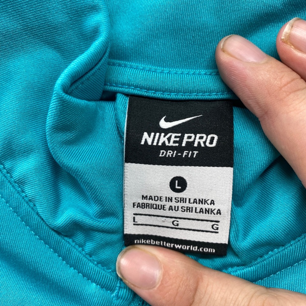 Nike Pro Dri-FIT Quarter Zip Womens Large Teal Patterned‎ Sleeve Athletic Top - Picture 2 of 10